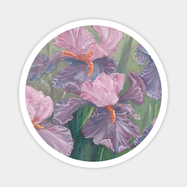 Purple irises, oil painting. Magnet by TaliArtiYa